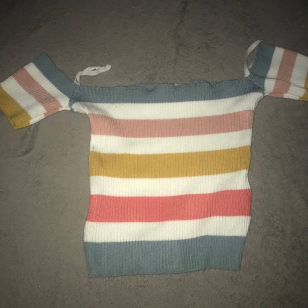 Striped off the shoulder top